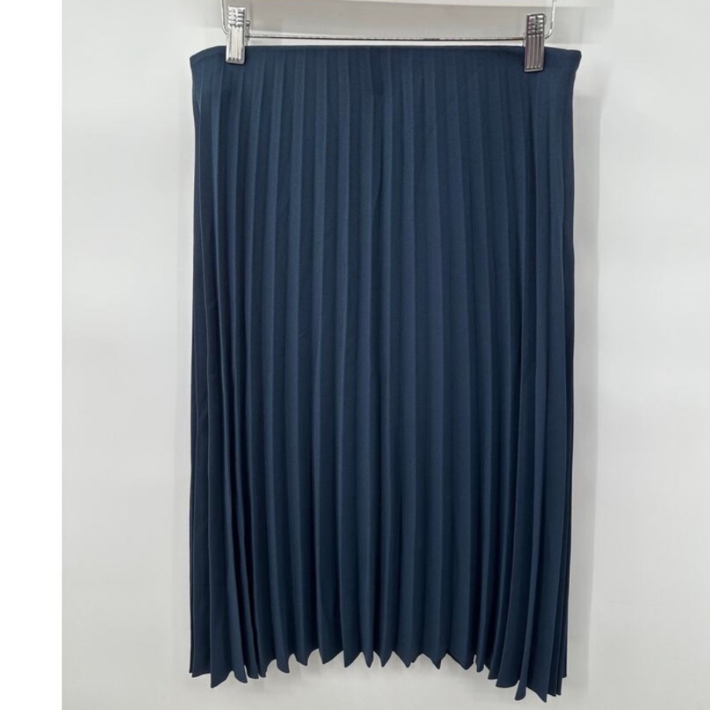 Everlane Navy Blue Pleated Midi Skirt Size 2 - Picture 2 of 8